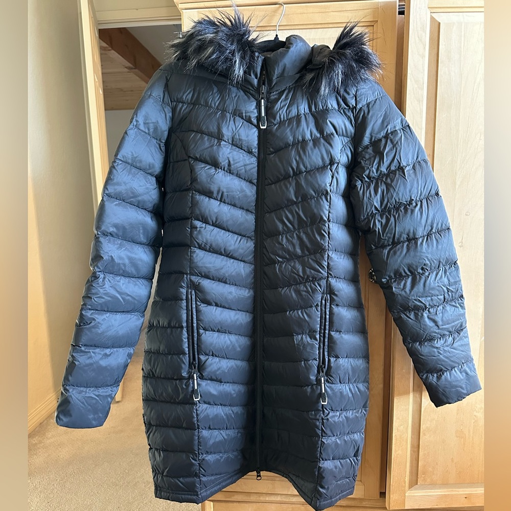 Roper Black Long Puffer Coat with Removable Fur Hood